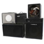 2 x 12 guitar amplifier speaker cabinet fitted with a pair of Goodmans speakers; together with a