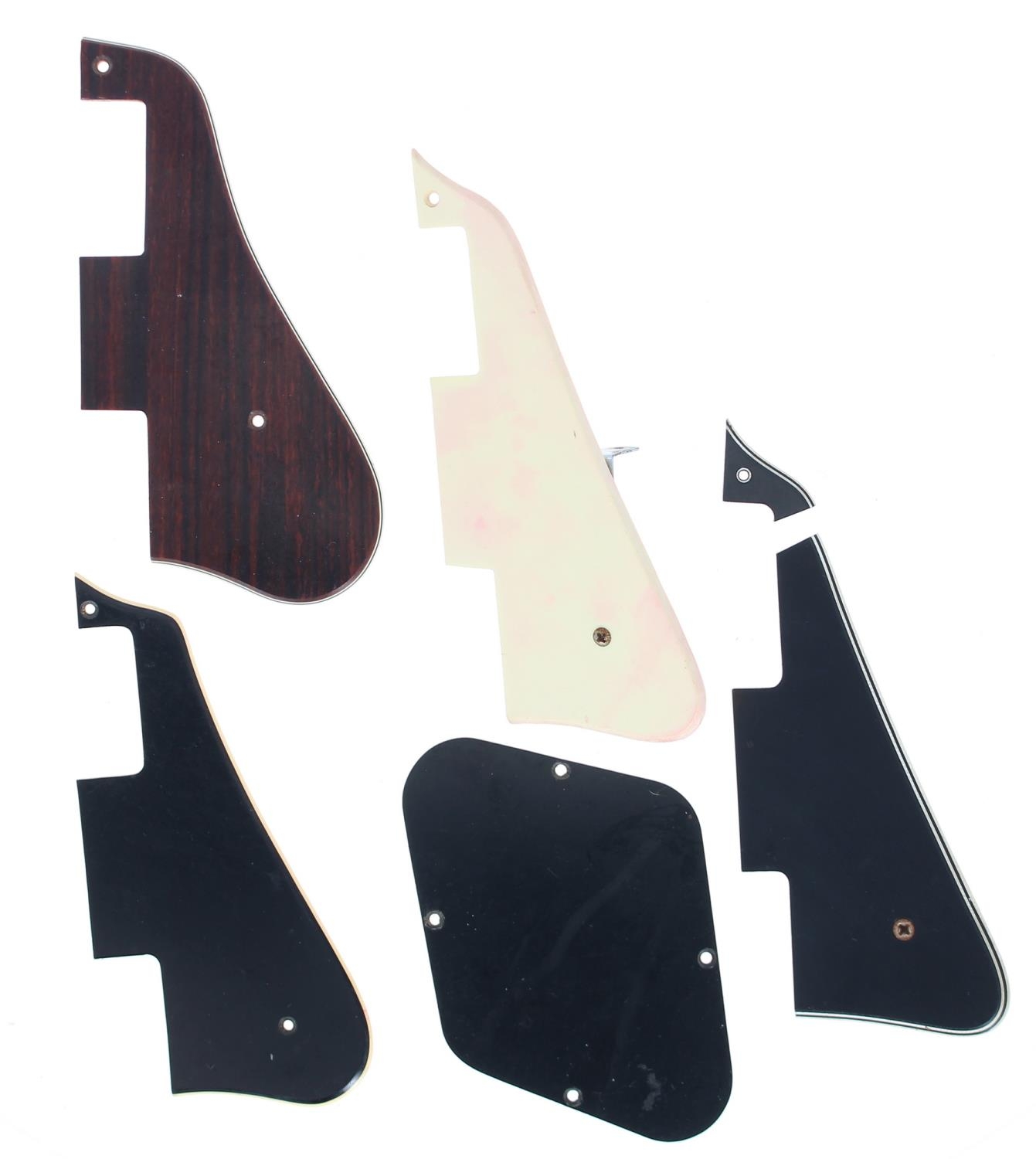 Damaged 1950s/60s Gibson Les Paul Custom guitar pickguard; together with another old Gibson