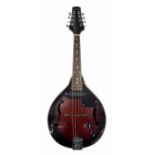 Stagg handmade mandoline, Mod. M50E, red burst finish, with Tribal Planet gig bag