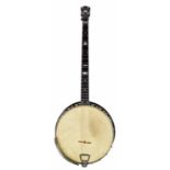 Clifford Essex & Son The 'Popular' plectrum banjo, with 11" skin and geometric mother pearl inlay