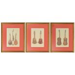 After The Antique (20th/21st century) - set of three decorative prints depicting lutes, guitars