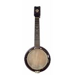 Keech Banjulele banjo Pat. 219720/24, with 6" skin and stamped Keech on a silvered shield plate to