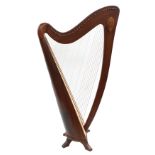 Good contemporary small thirty-four string harp, 49.5" high, with soft case **This harp was