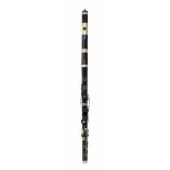 Cocuswood flute, unnamed, with eight nickel keys on wooden blocks, length 66cm, modern case