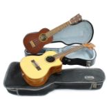 Kala brand ukulele, model no. KA-FMTE-C, 908, soft case; also a contemporary ukulele labelled Made