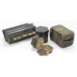 Old Lachenal & Co. English concertina; also a bandonion and a Harmoniflute, all in need of