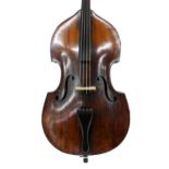 Late 19th century German double bass, length of back 43 5/8" (including button), stop length 24",