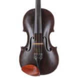 Early viola, probably Dutch circa 1820, unlabelled, the two piece back of faint medium curl with