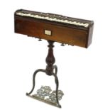 Rare 19th century mahogany cased portable campaign organ, upon a gadrooned baluster column and