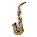 Interesting miniature brass saxophone by and stamped Kalison, Milano, made in Italy, 12" high