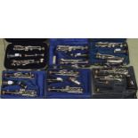 Six various ex-student clarinets; two Boosey & Hawkes Regent, Boosey & Hawkes Edgeware, Besson,