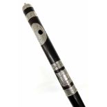 Good blackwood flute by Alexander Liddle and stamped with an A under the C sharp key, with silver