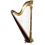 Sebastian Erard gothic model 2 rosewood concert harp fitted with seven pedals, inscribed Erard,