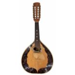 Unusual mandriola (twelve string mandolin), with fluted bowl ribbed back (for restoration)