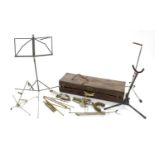Various music stands for guitar, saxophone etc, case