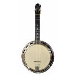 Good Wendell Hall professional banjo ukulele circa 1927 with walnut inlaid banded resonator, 7.5"