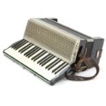 Mazzini super 120 button piano accordion, black finish, case