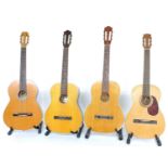 Restored Vicente Sanchis nylon string guitar; together with three further nylon string guitars to