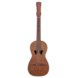 Interesting Portuguese guitar, labelled 'Estabelecimento...A.M. Rose, San Leandro, California'; Back