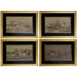 After J.F Herring - set of four hunting prints, 13" x 8 in Vere Eglomise mounts 19" x 13.5"