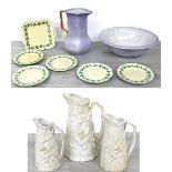 Green & Co. Ltd. Gresley lustre glaze pottery wash basin and jug, jug 12" high; together with