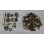 Small selection of British and European coinage including Shillings, Florin, Deutsche marks,