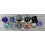 Collection of glass paperweights to include Caithness, Perthshire, millefiori etc (11)