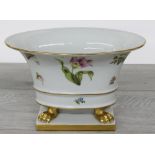 Herend, Hungary hand painted porcelain oval centrepiece, gilt highlighted with floral and fruit