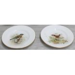 Royal Worcester - two small porcelain plates with bird decoration signed W. Powell, factory stamp