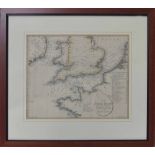 Framed map titled 'Chart of the British Channel with the opposite coast of the United Kingdom and