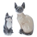 Royal Copenhagen - Siamese cat figure, shape no. 3281, factory stamps and artist's initial to the