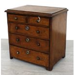 Apprentice miniature oak chest of two short over three long graduated drawers, 8.5" wide, 6" deep,