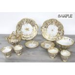 English 19th century porcelain tea service, decorated with gilt highlights comprising nine teacups