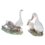 Royal Copenhagen - porcelain figural group of two geese, shape no. 609, factory stamps and artist'