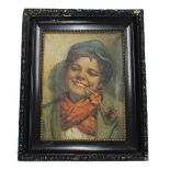 * Vally (20th century) Italian - young Italian boy smoking a pipe, indistinctly signed, oil on