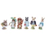 Group of six Beswick, F. Warne & Son Co Ltd. Beatrix Potter figures; including Appley Dapply,