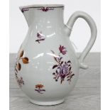 Chinese famille rose porcelain sparrow beak jug, decorated with pink and amber floral sprays,