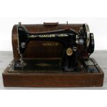 Singer oak cased sewing machine, serial no. Y7999939