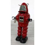 Vintage tin metal winding clockwork 'Robby The Robot', 9" high