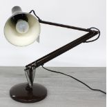 Anglepoise type desk lamp in brown