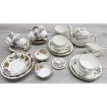 Minton 'Greenwich' pattern porcelain tea set for two, comprising teapot, cream jug, sugar bowl,