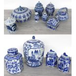 Selection of decorative modern Chinese blue and white porcelain jars