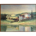 After Max Hayslette (American) - 'Le Chateau sur Rhone', a large processed reproduction picture on a