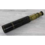 Victorian four drawer brass telescope,  within a leather bound case, by and inscribed 'J.H. Steward,