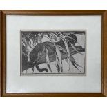 Stu Henderson - 'Black Panther Among Leaves', limited edition signed artists proof 11/15, 1925,