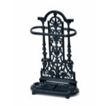 Small painted cast iron umbrella/stick stand in the manner of Coalbrookdale, 21" high