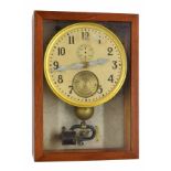 Brillie electric wall clock, the 9" cream dial with subsidiary seconds dial over a calibrated