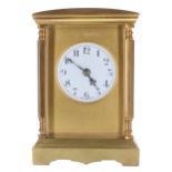 French carriage clock striking on a gong, the 1.75" white enamel dial within a gilt mask and