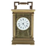 Charles Frodsham double fusee carriage clock, the movement with eleven jewels striking on a bell,
