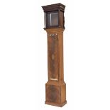 Contemporary mahogany grandmother clock with 8" square painted dial signed C. Ingrams, Haslemere,